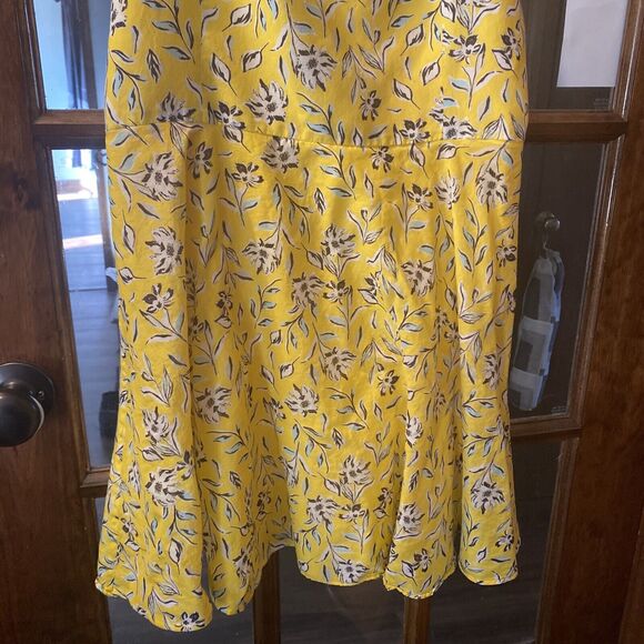 ALICE + OLIVIA Glinda Floral Silk-Cotton A-Line Swinging Sunbeam Yellow Dress 10 - Picture 3 of 7